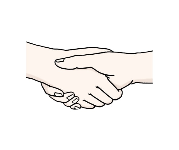 Illustration: Zwei Menschen geben sich die Hand.