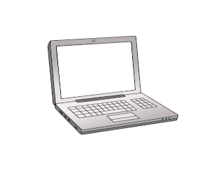 Illustration: Ein aufgeklappter Laptop.