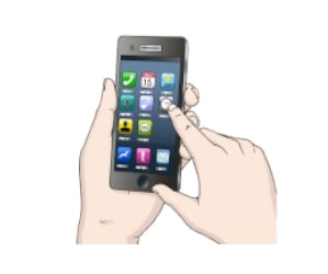 Illustration: Jemand bedient ein Smartphone.