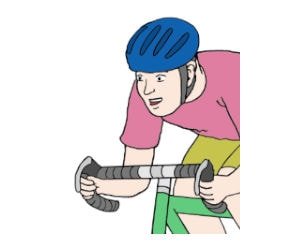 Illustration: Ein Mann mit Fahrradhelm fährt mit einem Fahrrad.
