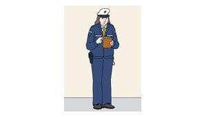 Illustration: Polizistin notiert etwas auf einem Schreibblock.