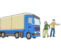 LKW-Fahrer werden durch Fahrer-Assistenz-Systeme gewarnt.