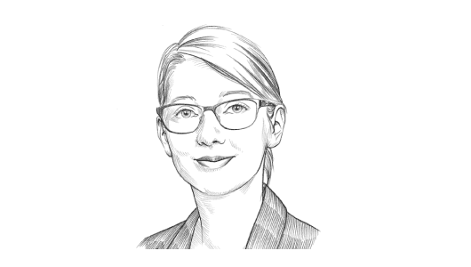 Gezeichnetes Porträt von Dorothea Kraft, Referatsleiterin der Themenfelder Verkaufsstellen, Tankstellen, Fahrzeugwaschanlagen, Fachbereich Handel und Logistik (FBHL) bei der DGUV