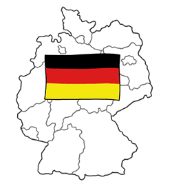 Eine Deutschlandflagge vor der Karte von Deutschland