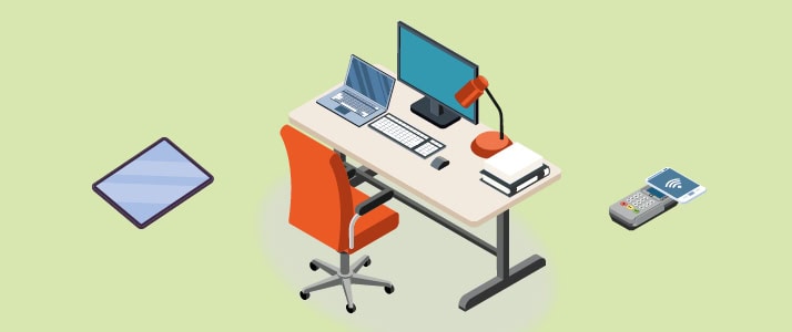 Illustration eines Bildschrimarbeitsplatzes