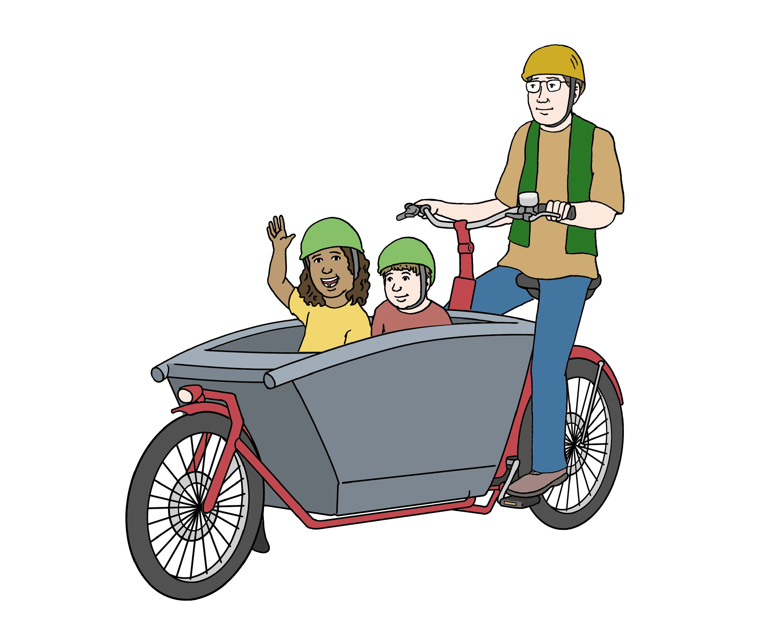 Mit Lasten-Fahrrädern kann man Personen oder Dinge transportieren. Leichte Sprache