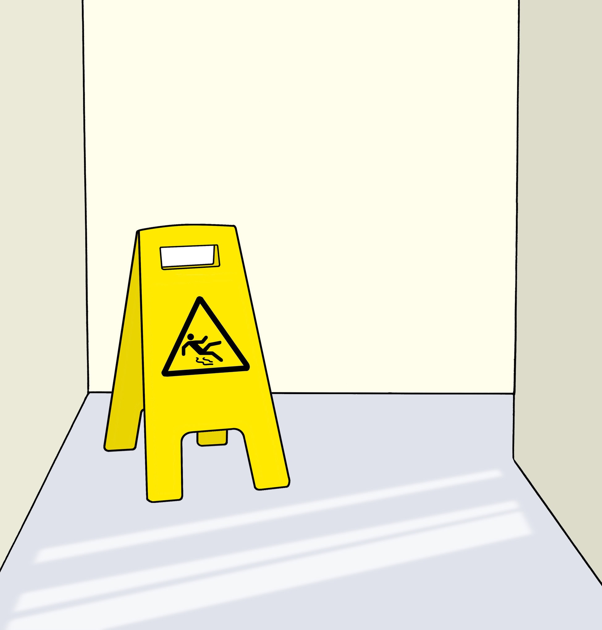 Illustration: Ein Warnschild, das vor Ausrutsch-Gefahr warnt.