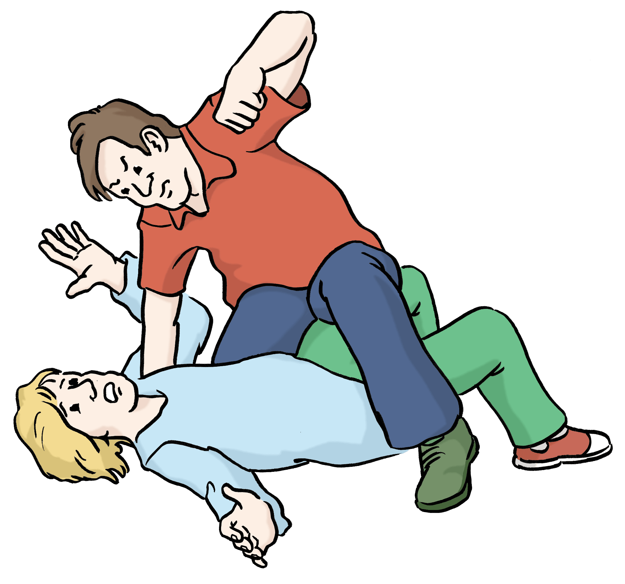 Illustration: Ein Mann schlägt eine Frau.