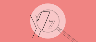 Illustration: Eine Lupe fährt über den Buchstaben 